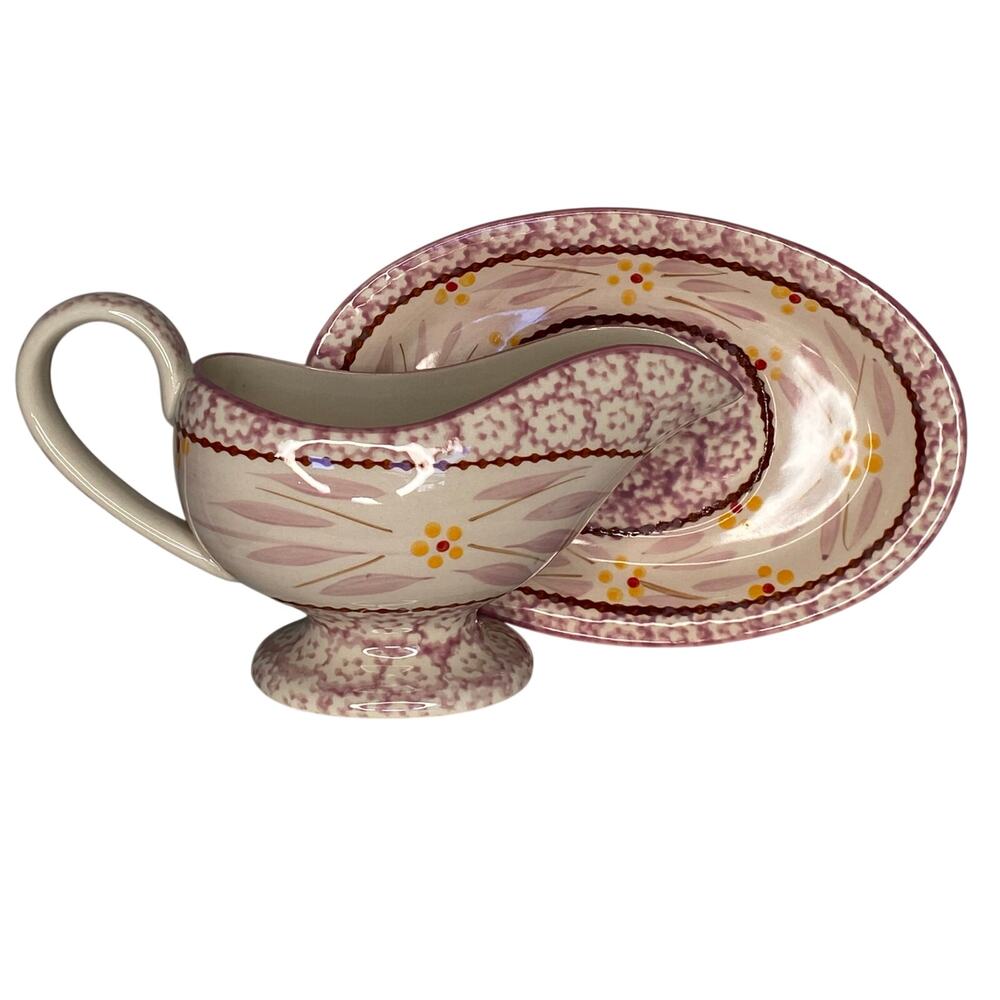 Temp-Tations by Tara Old World Cranberry Red Gravy Boat & Underplate Set 2pc